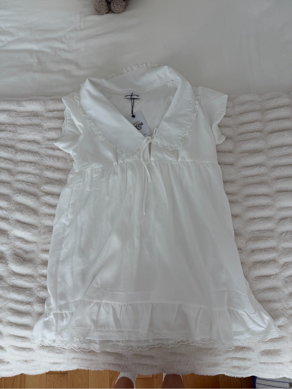 Princess Polly White Ruffle Collar Dress